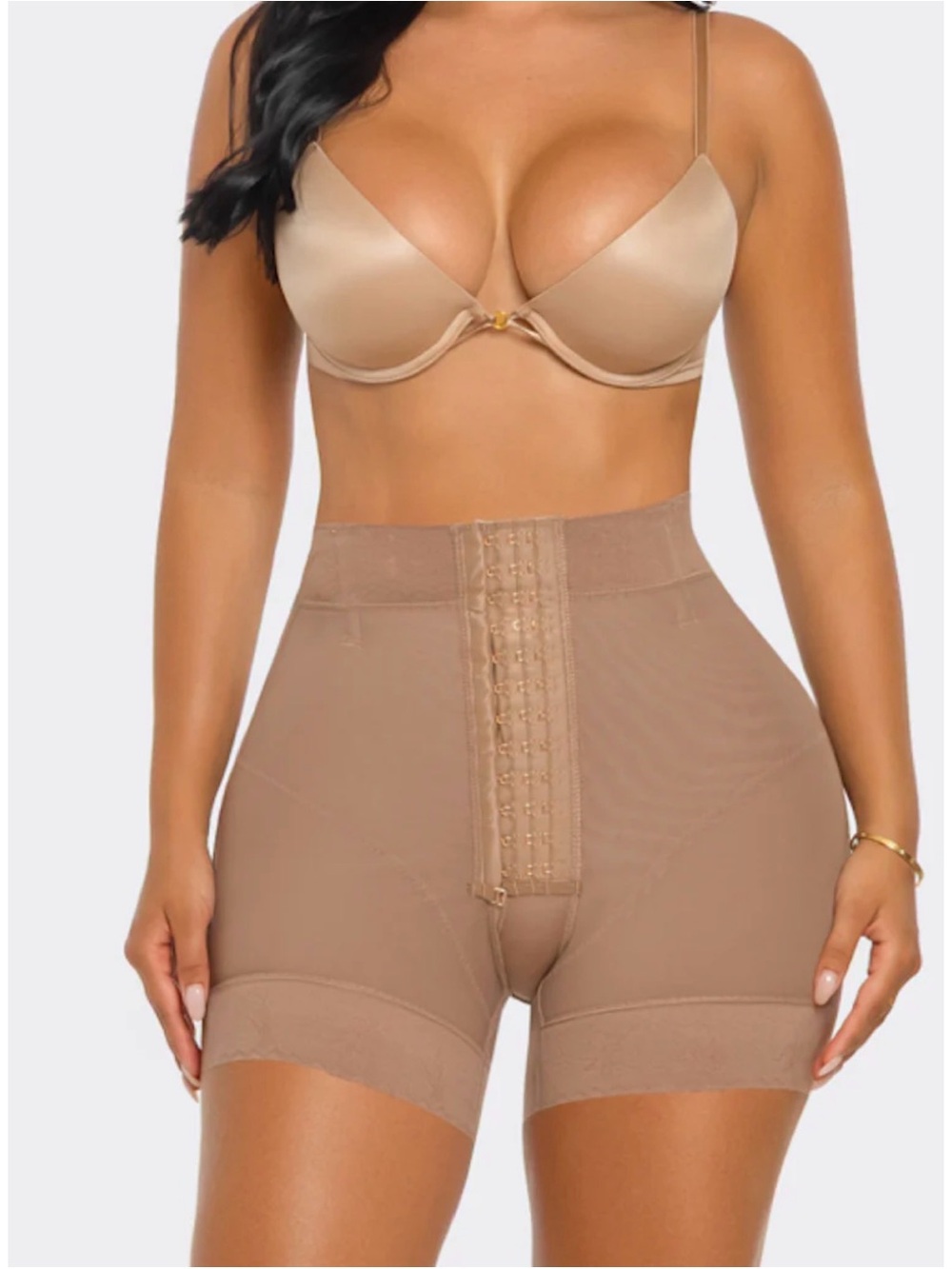 High-Waist Tummy Control Shaping Shorts in Beige